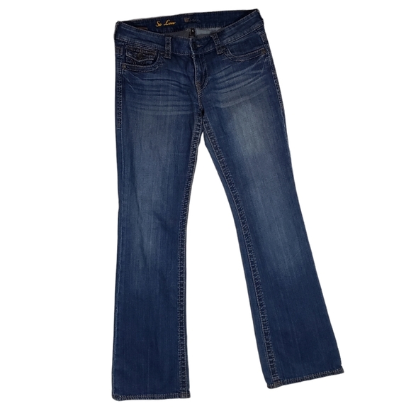 Kut From The Kloth So Low Bootcut Jeans Size 6 Heavy Stitch Low Rise Denim Y2K - Picture 1 of 14